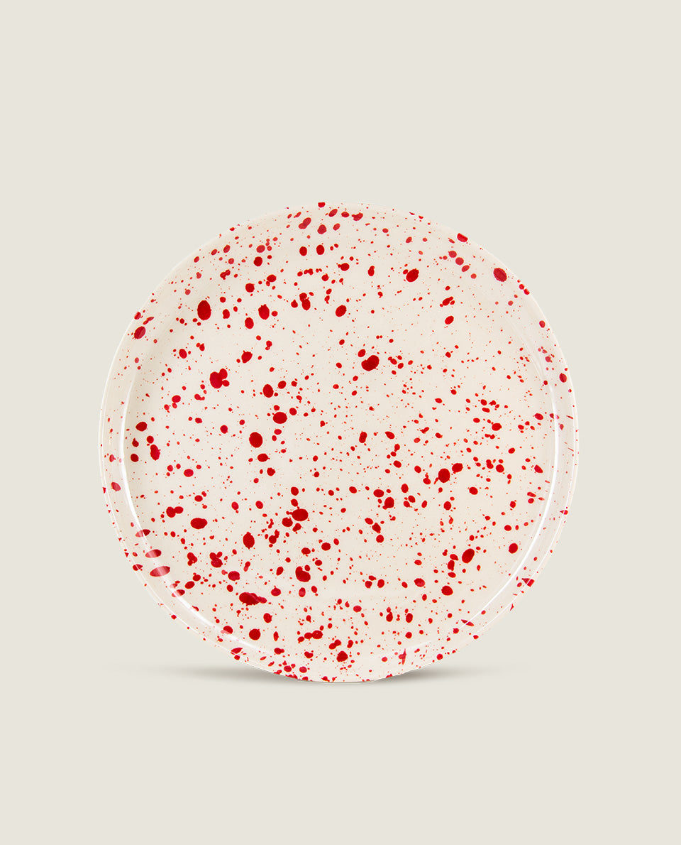Red speckled dessert plate Ketti