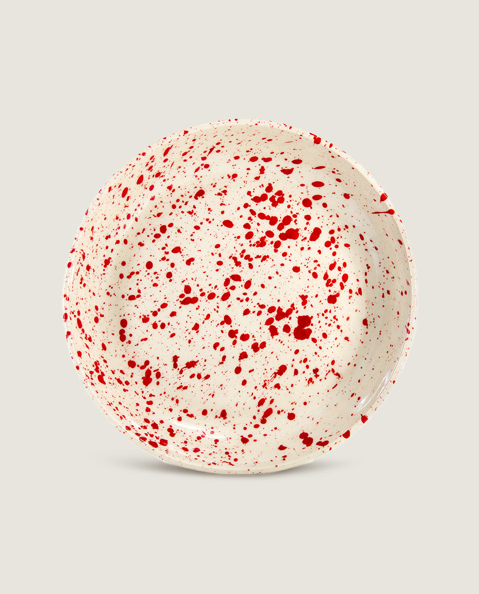 Red speckled pasta plate Ketti